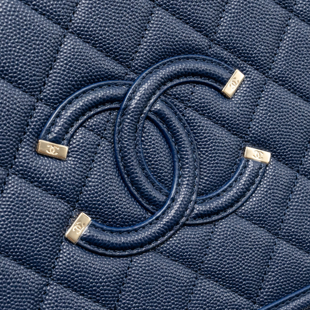 CHANEL CC TOP HANDLE VANITY CASE CAVIAR NAVY BLUE GHW