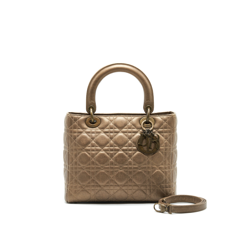 DIOR LADY DIOR MEDIUM IN BRONZE WITH BRONZE HARDWARE