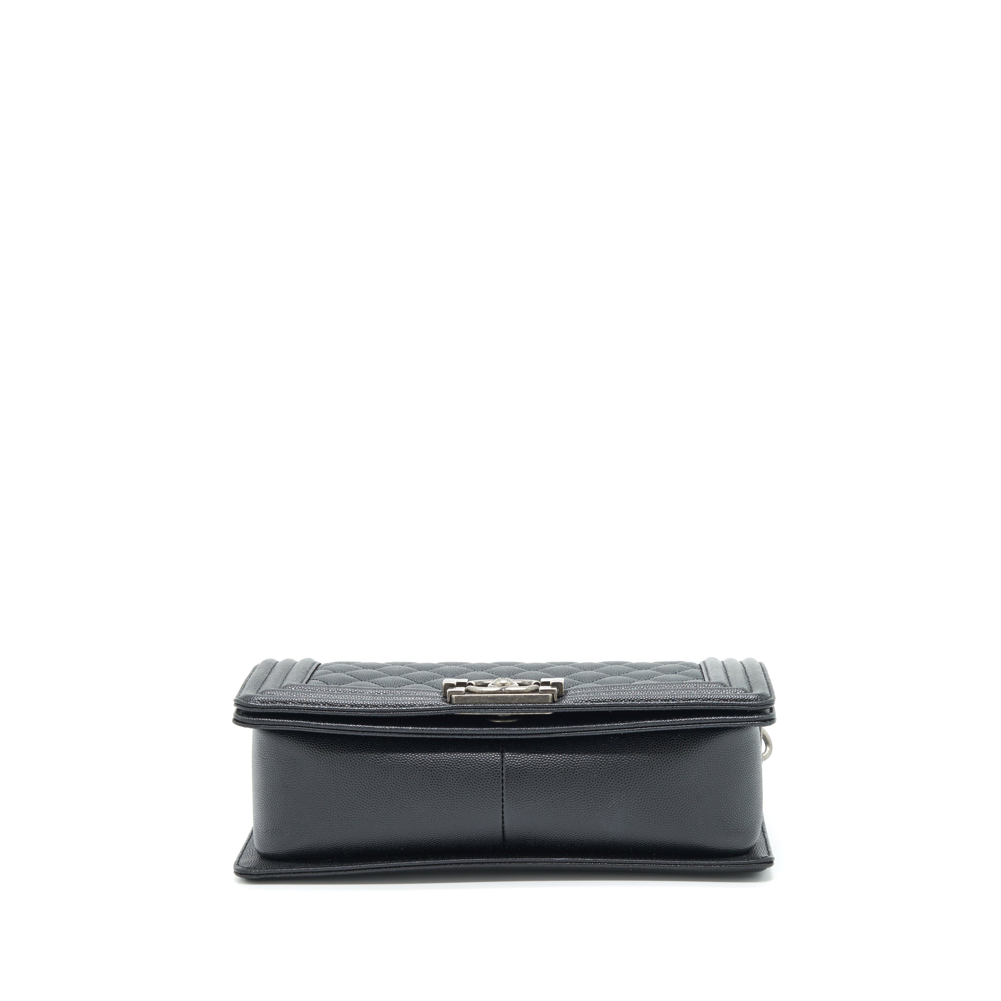 CHANEL MEDIUM BOY BAG CAVIAR BLACK WITH RUTHENIUM SLIVER HARDWARE