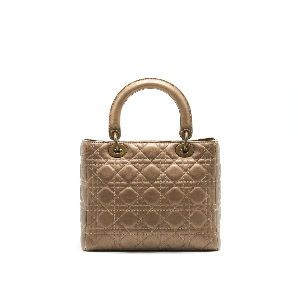 DIOR LADY DIOR MEDIUM IN BRONZE WITH BRONZE HARDWARE