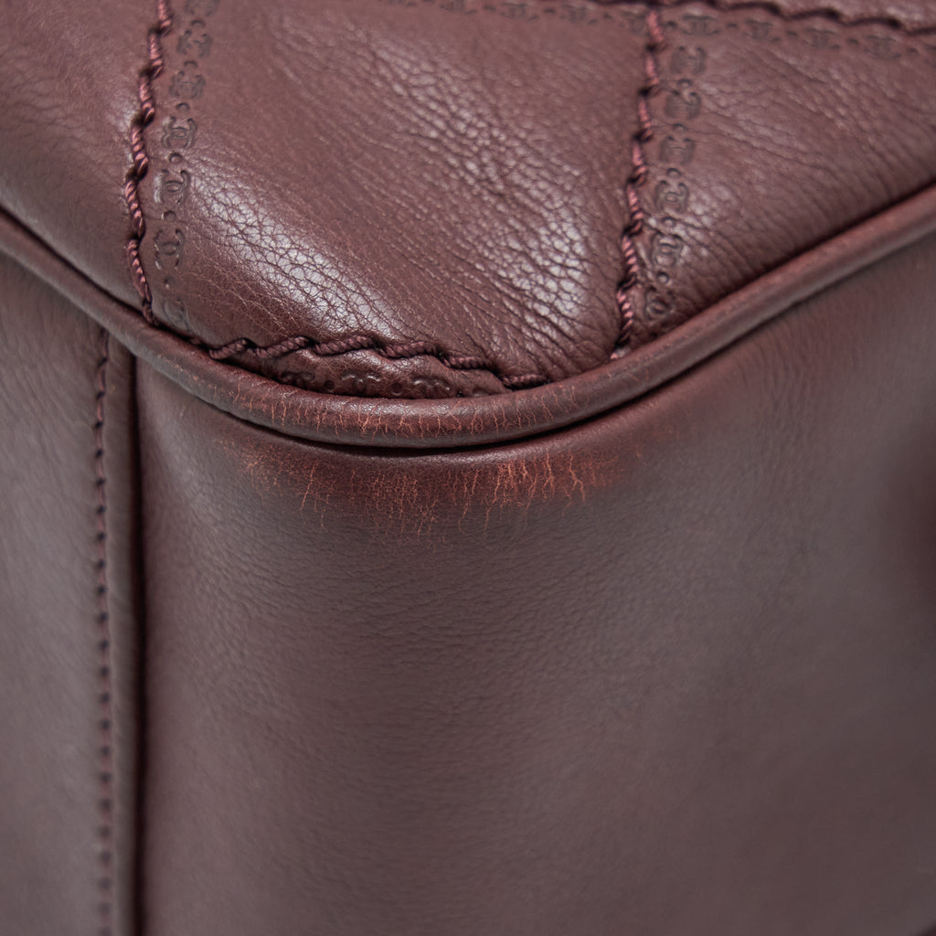 CHANEL JUMBO QUILTED FLAP BAG CALFSKIN BURGUNDY RUTHENIUM HARDWARE