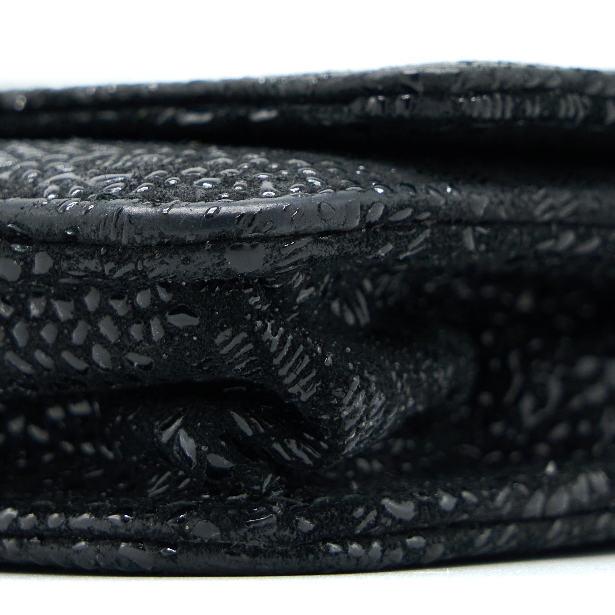 CHANEL SEASONAL WALLET ON CHAIN FABRIC BLACK SHW