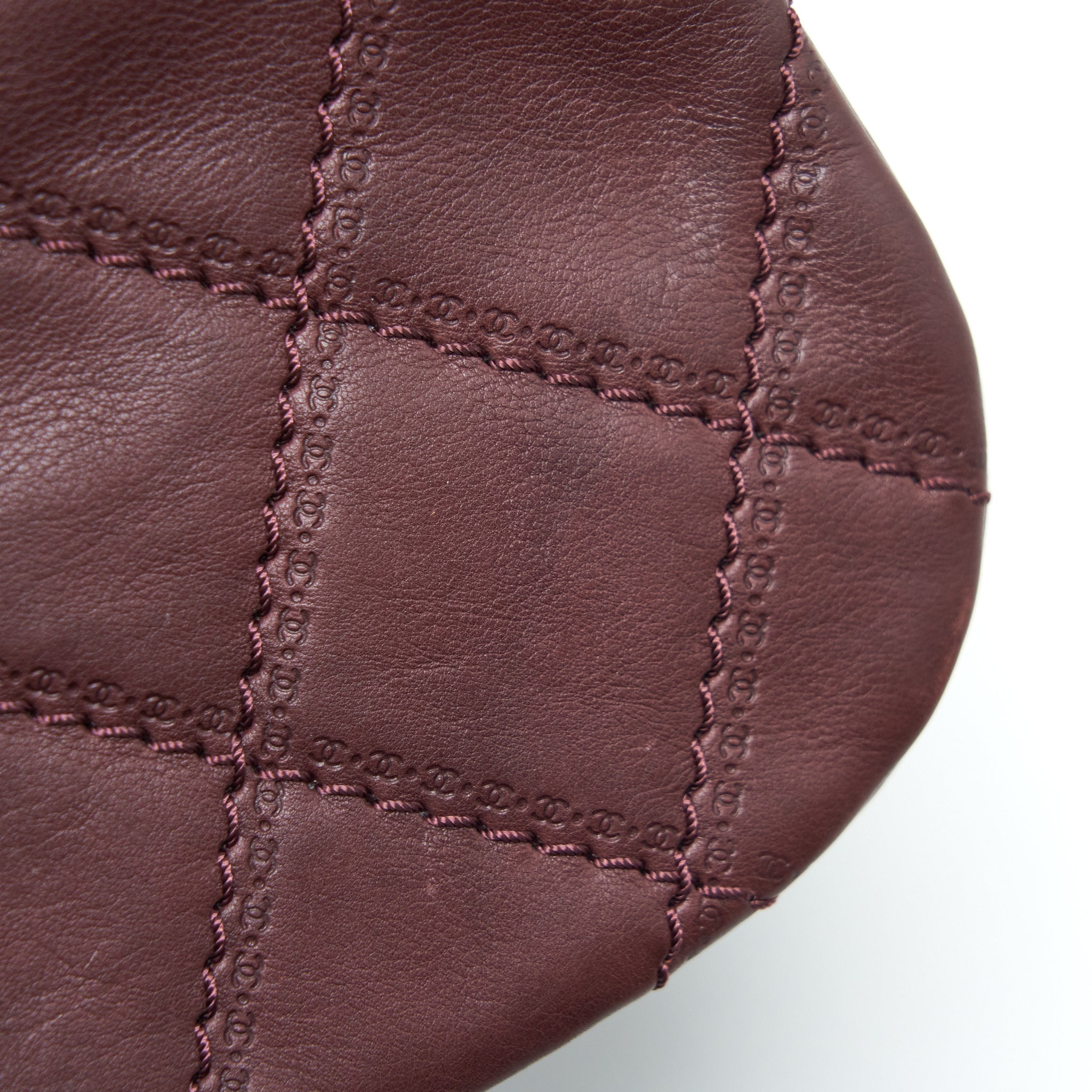 CHANEL JUMBO QUILTED FLAP BAG CALFSKIN BURGUNDY RUTHENIUM HARDWARE
