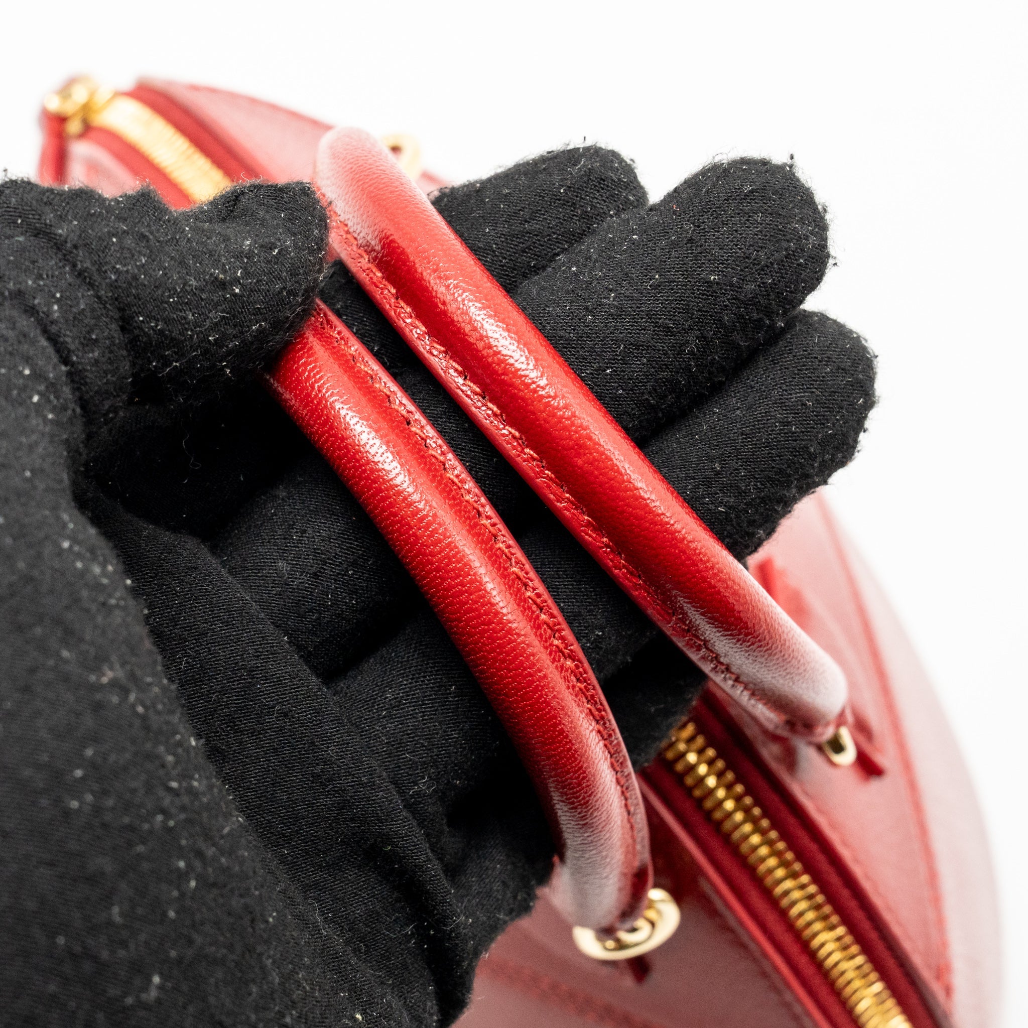 BVLGARI MARQUISE SMALL TOP HANDLE BAG ROYAL RUBY GOAT LEATHER RED GHW