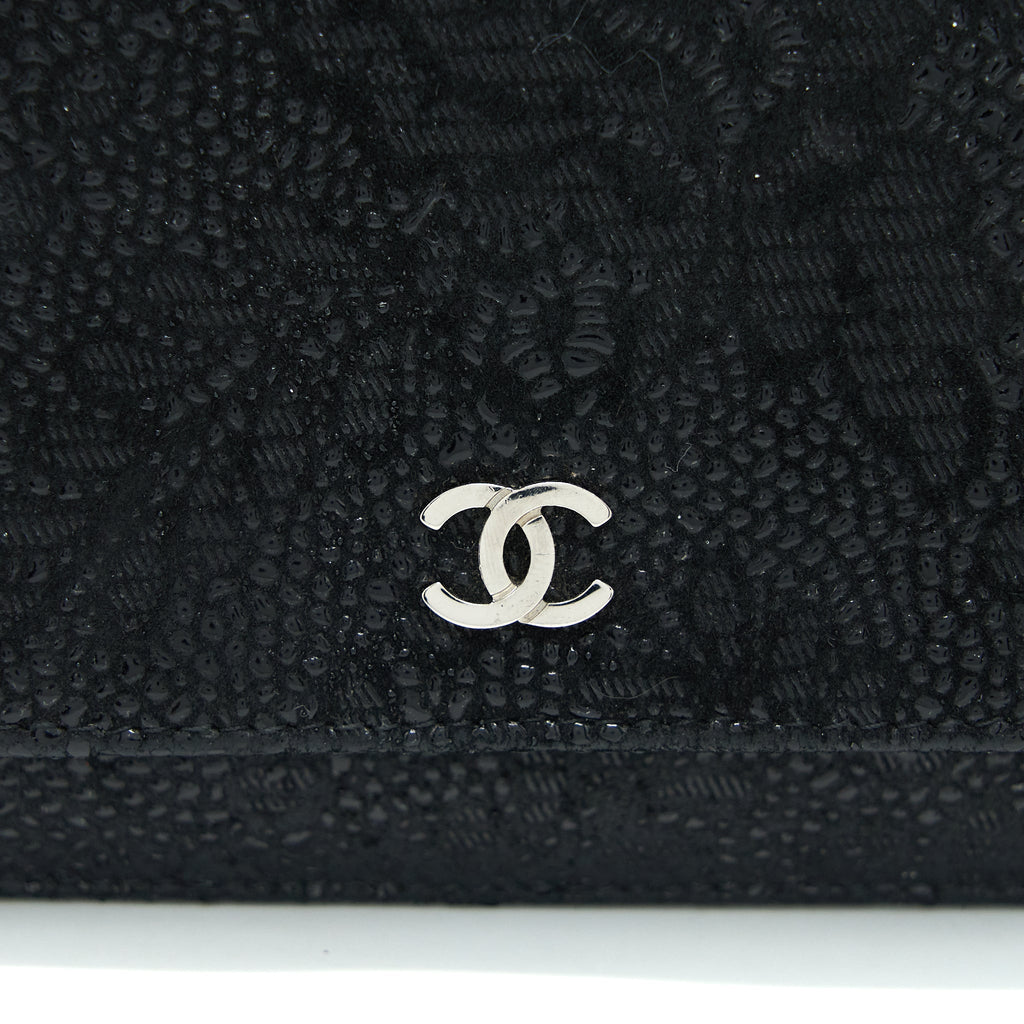 CHANEL SEASONAL WALLET ON CHAIN FABRIC BLACK SHW