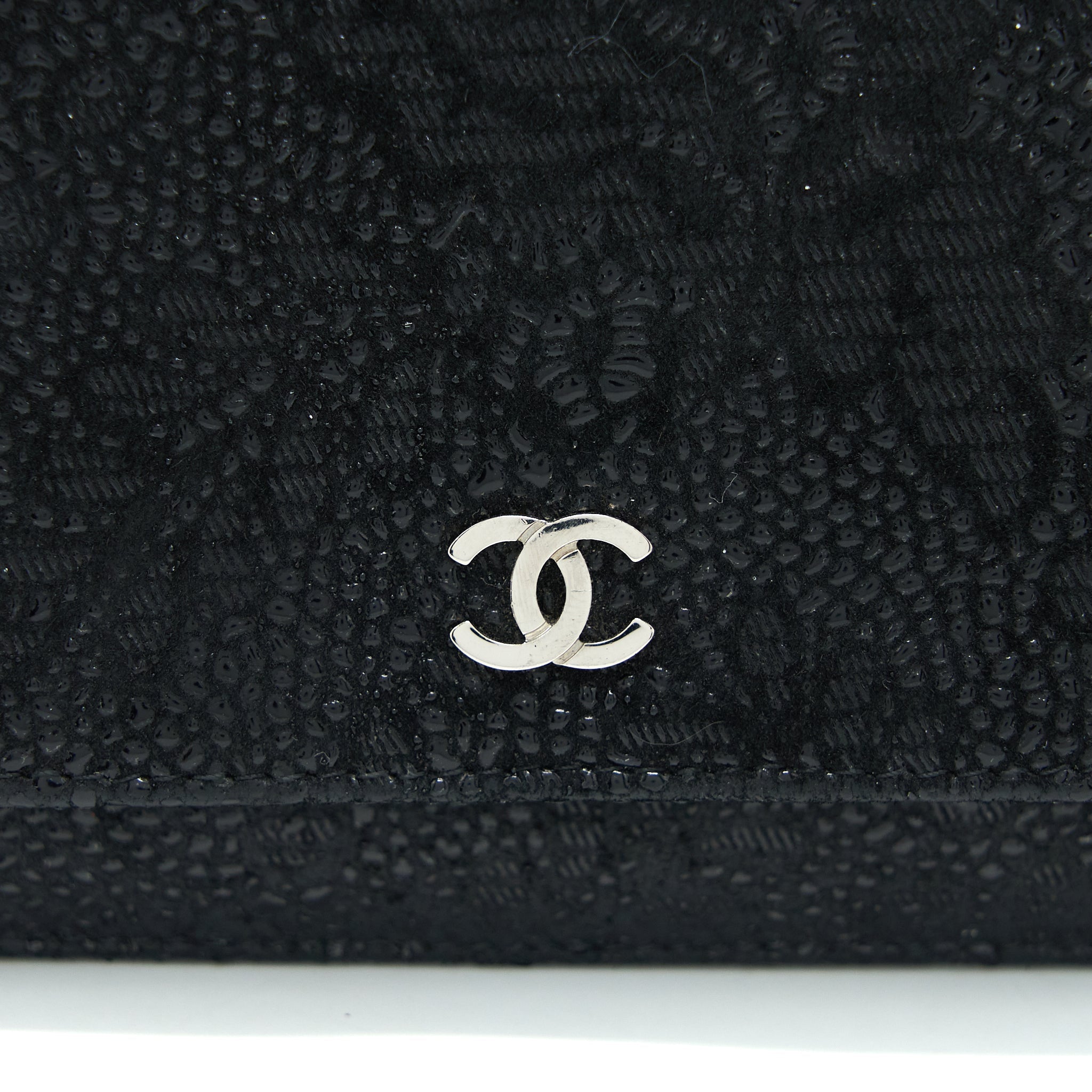 CHANEL SEASONAL WALLET ON CHAIN FABRIC BLACK SHW