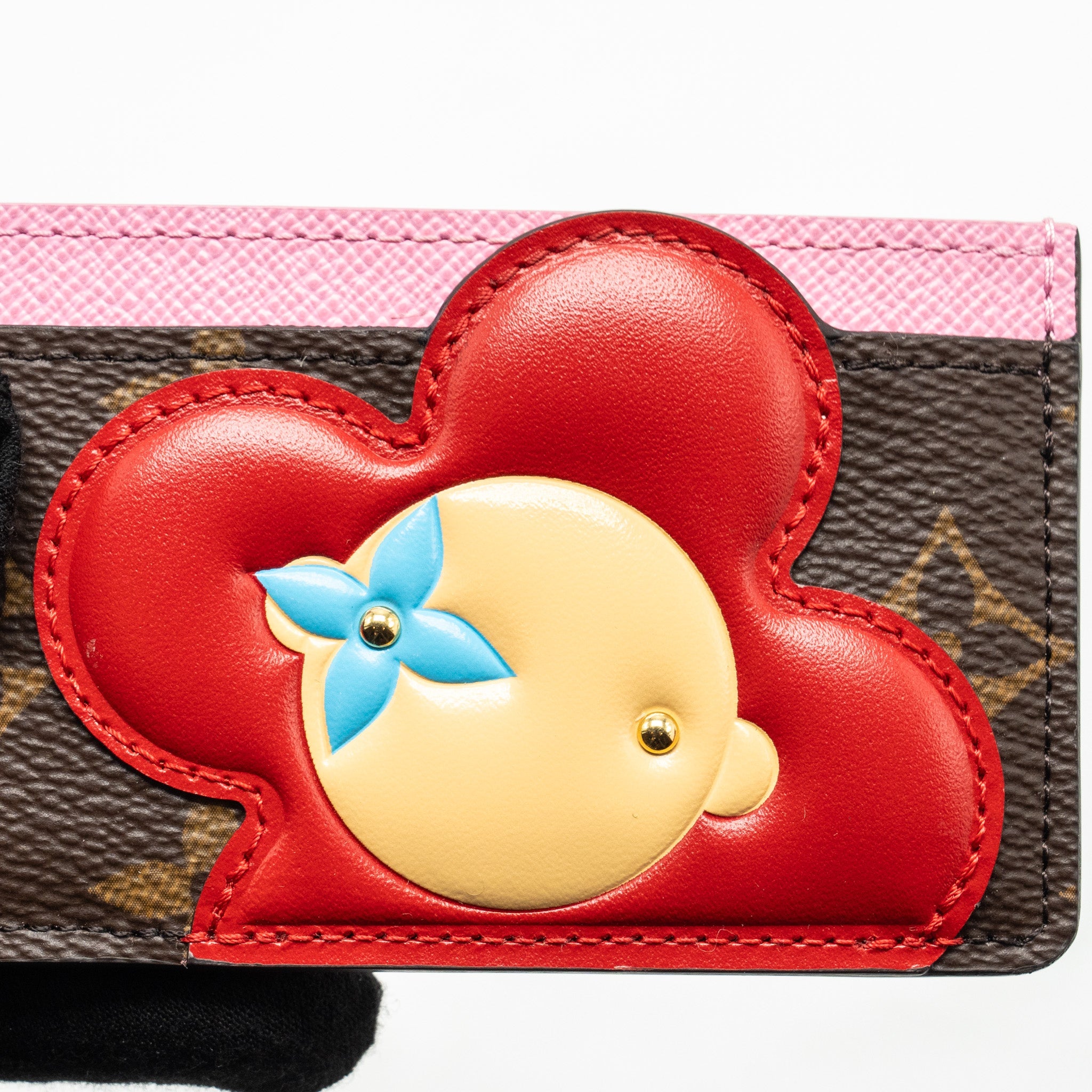 LOUIS VUITTON 2023 CHRISTMAS VIVIENNE CARD HOLDER MONOGRAM CANVAS PALE PINK