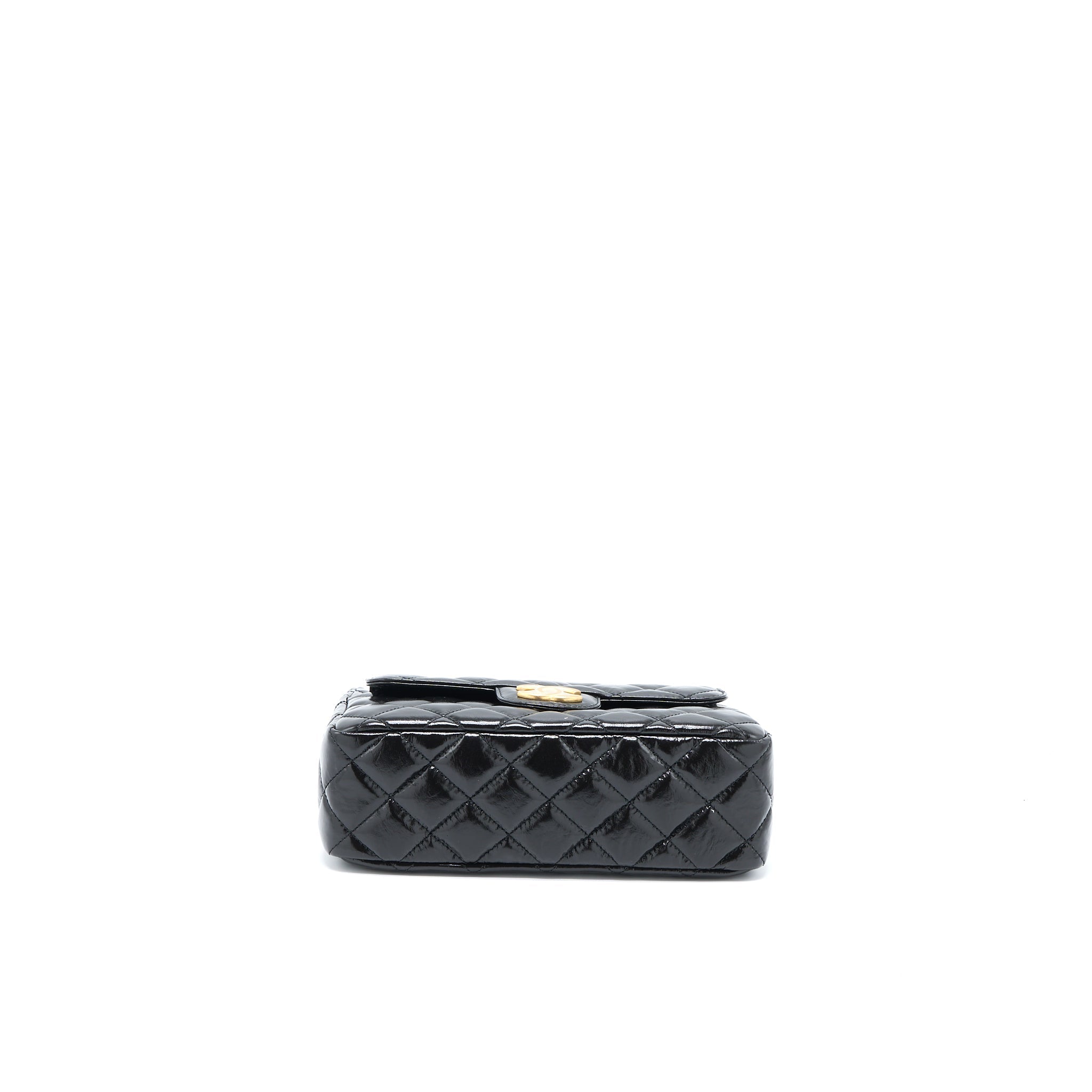 CHANEL 23C HOBO BAG SHINY CALFSKIN BLACK BRUSHED GHW (MICROCHIP)