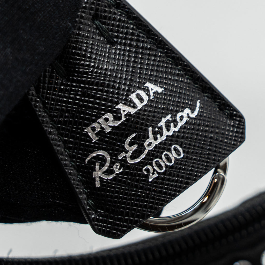 PRADA REEDITION 2000 MINI BAG SATIN WITH CRYSTAL BLACK SHW