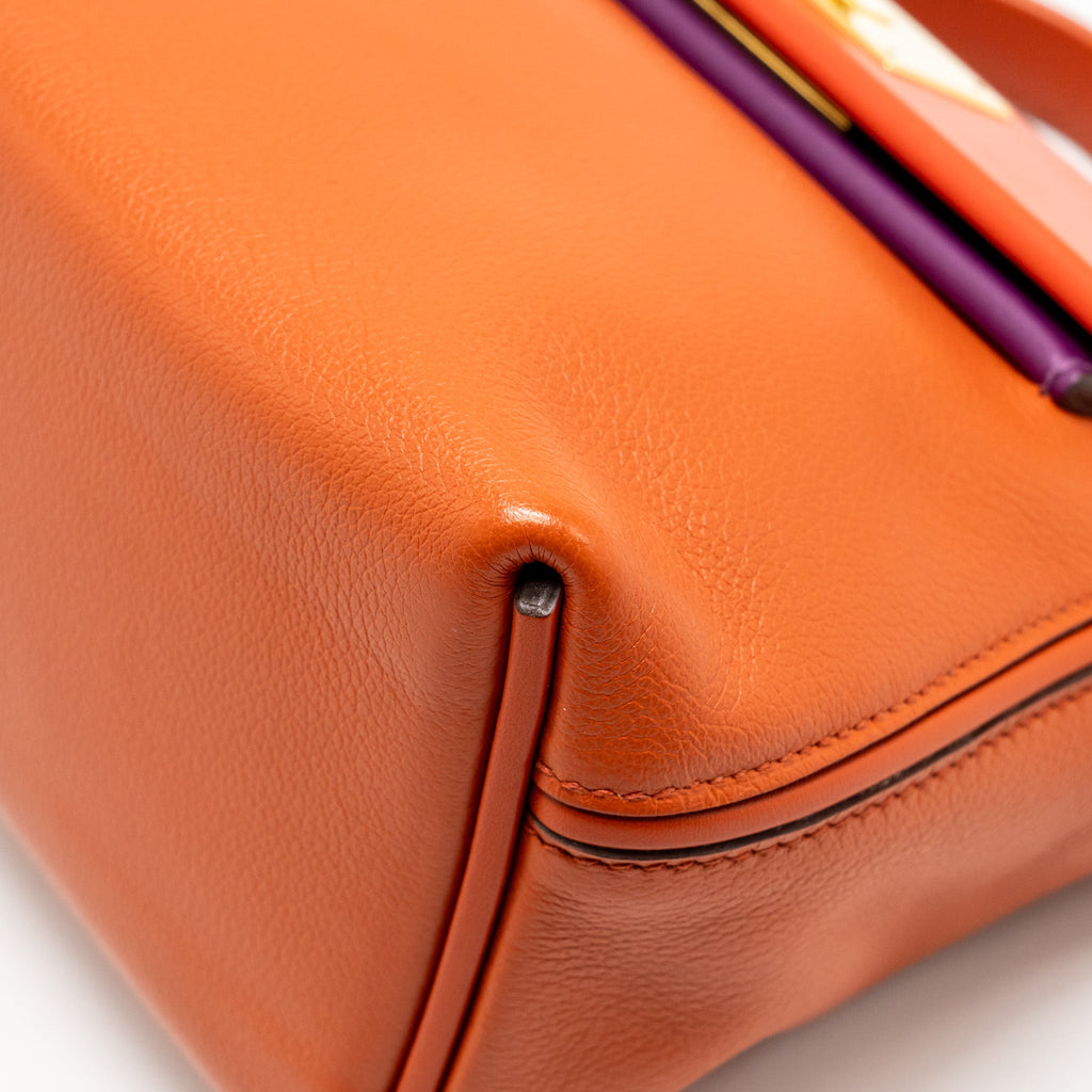 HERMES MINI 24/24 2424-21 BAG EVERCOLOR/ SWIFT TERRE/ CAPUCINE / ANEMONE GHW