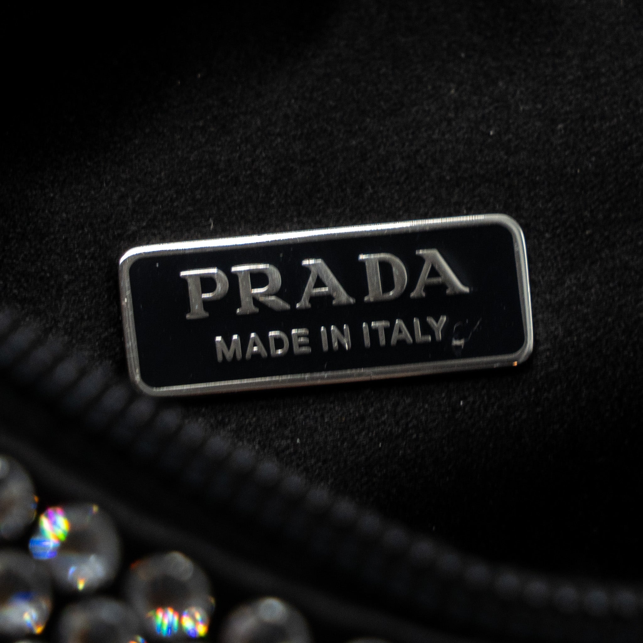 PRADA REEDITION 2000 MINI BAG SATIN WITH CRYSTAL BLACK SHW