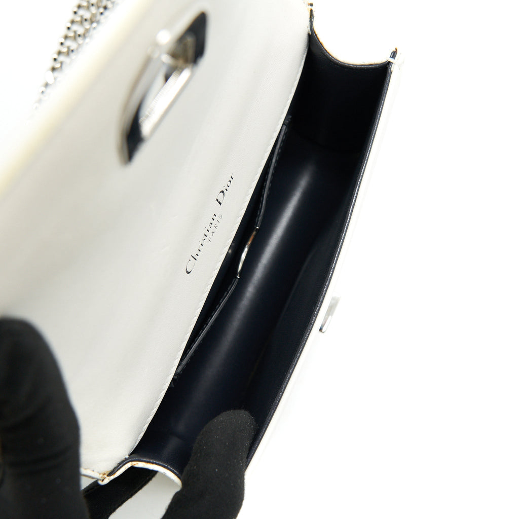 DIOR MINI DIORAMA BAG WHITE WITH SHW