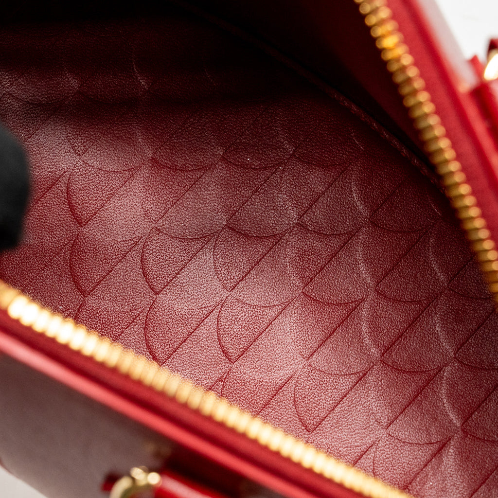 BVLGARI MARQUISE SMALL TOP HANDLE BAG ROYAL RUBY GOAT LEATHER RED GHW