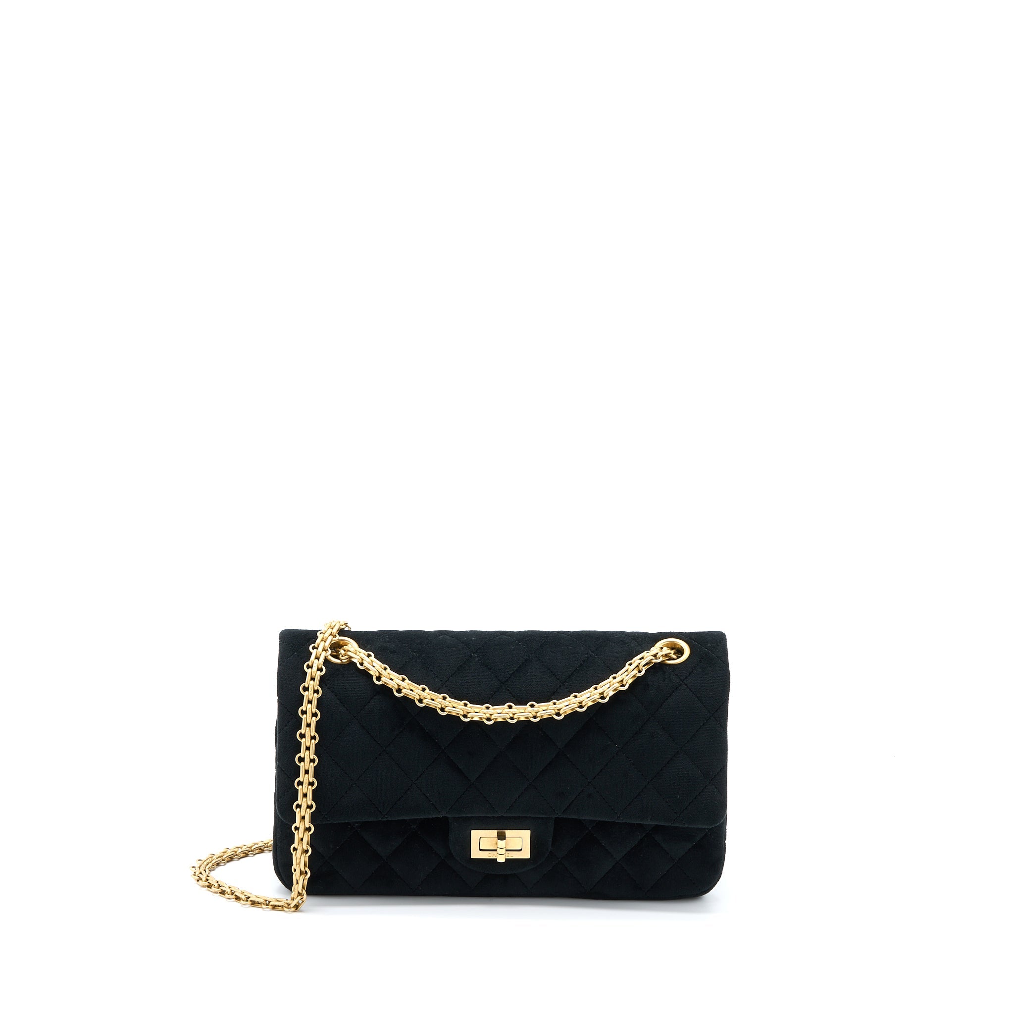 CHANEL SMALL 2.55 REISSUE FLAP BAG VELVET BLACK GHW