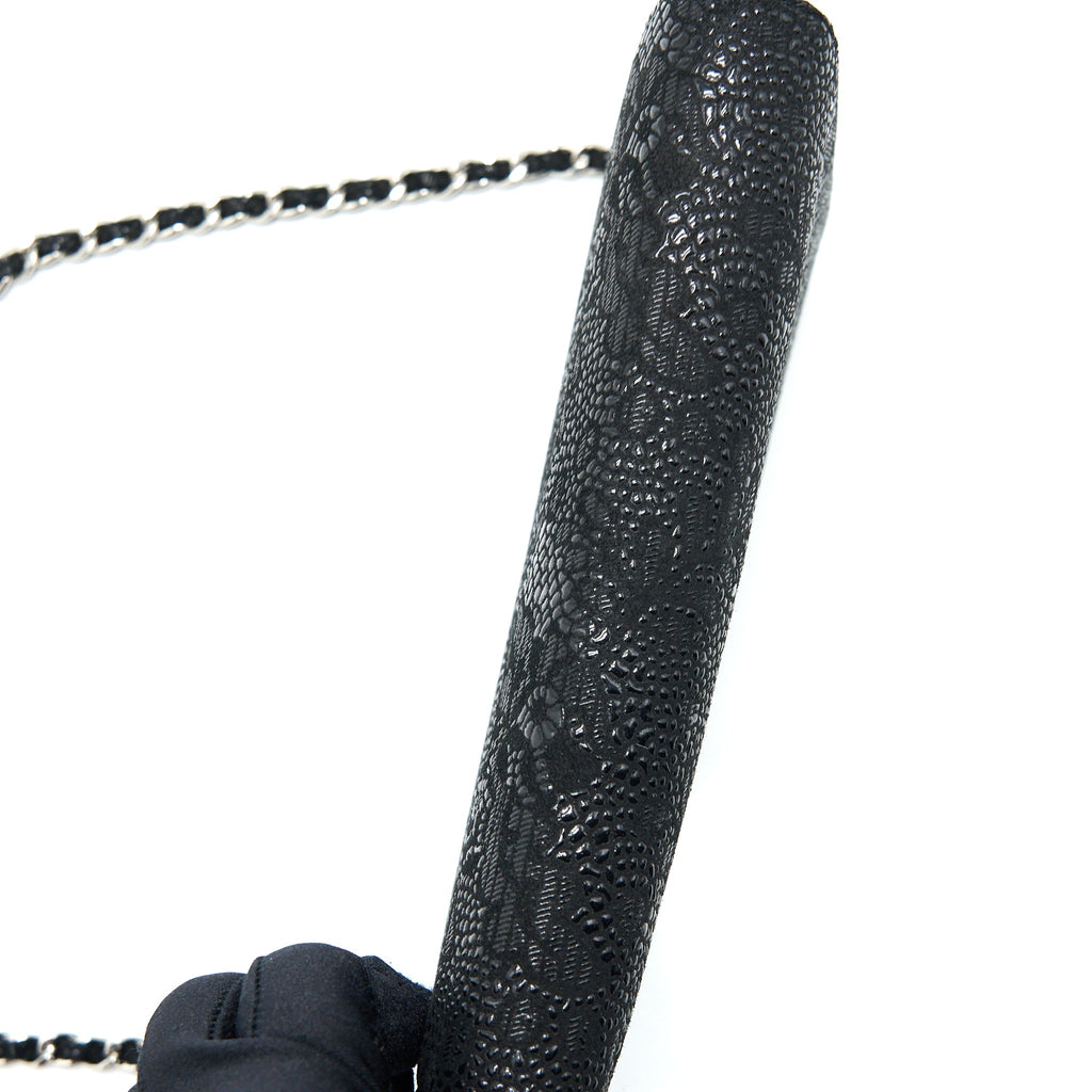 CHANEL SEASONAL WALLET ON CHAIN FABRIC BLACK SHW
