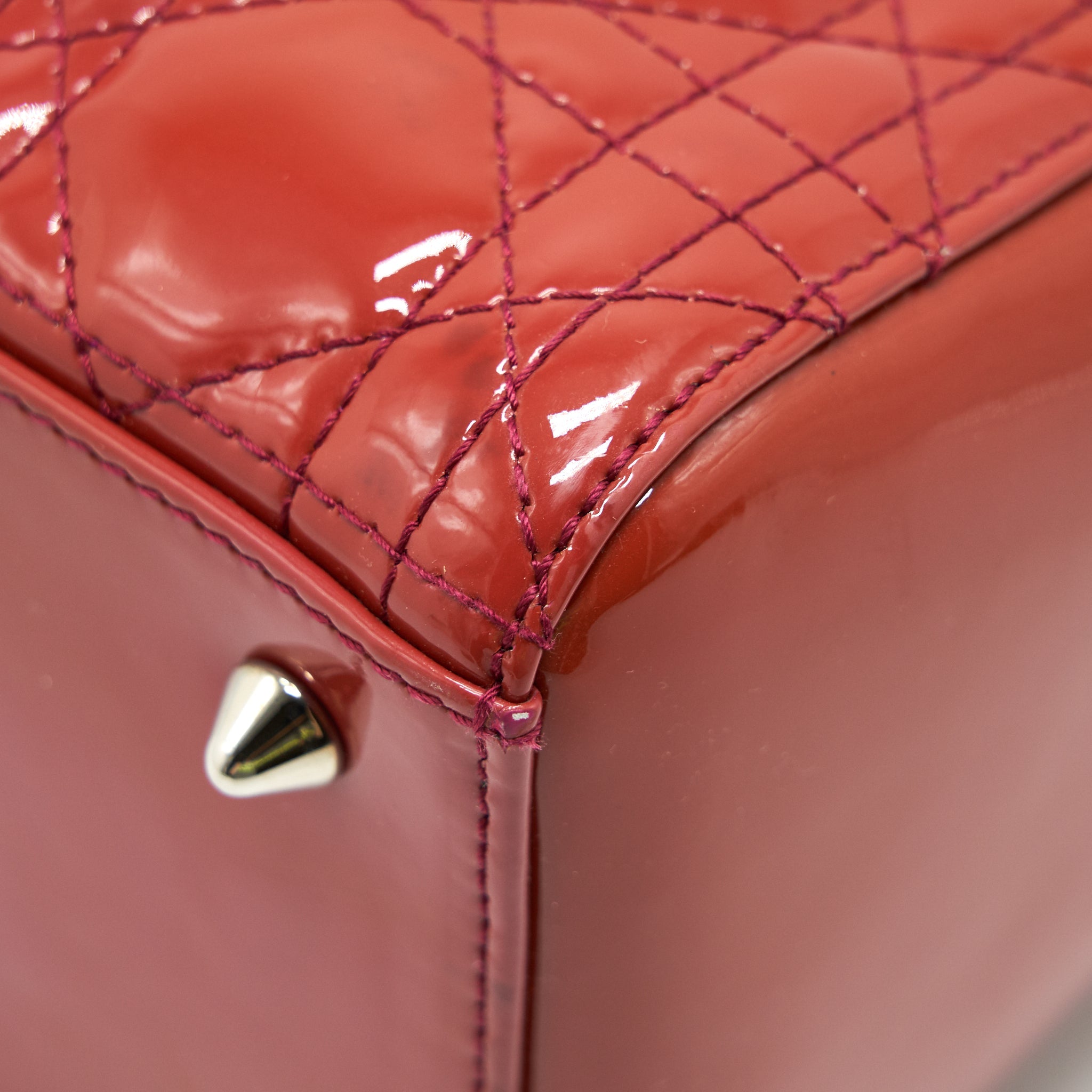 DIOR MEDIUM LADY DIOR PATENT CORAL PINK LGHW
