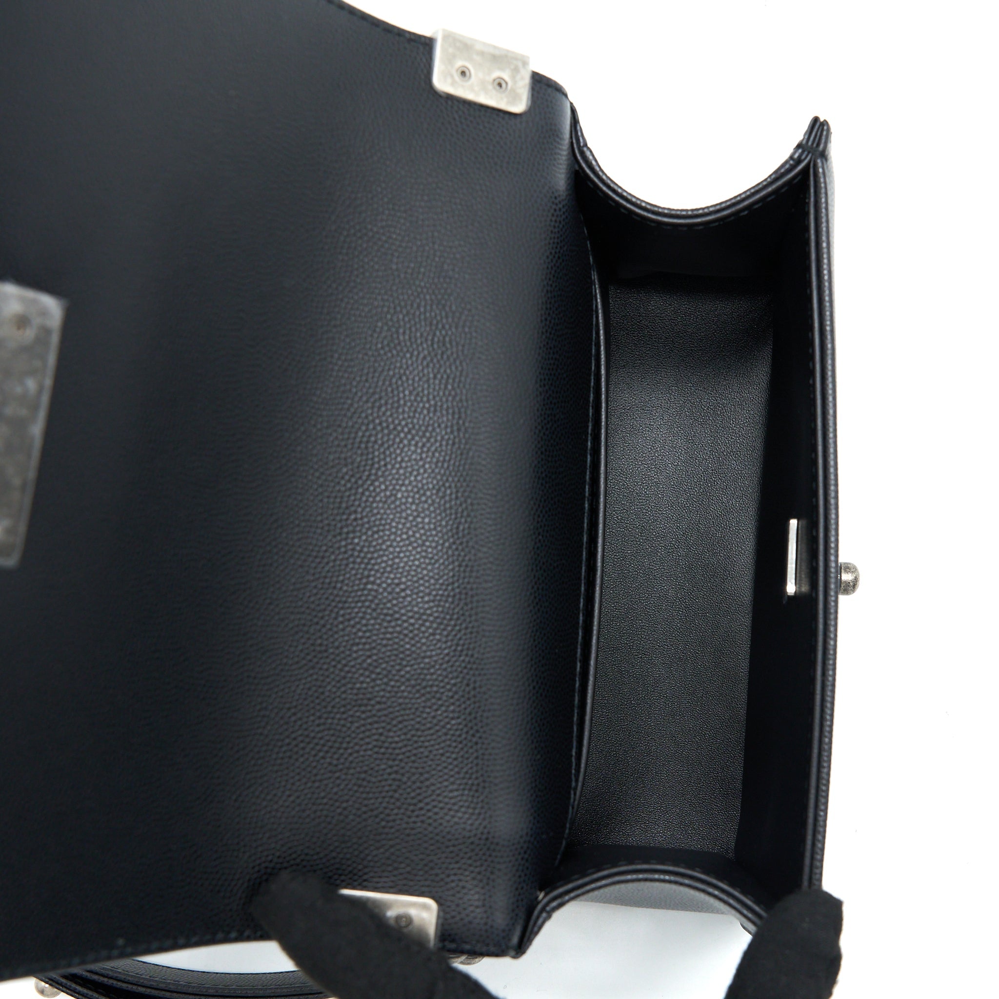 CHANEL SMALL BOY BAG CAVIAR BLACK RUTHENIUM SHW (MICROCHIP)