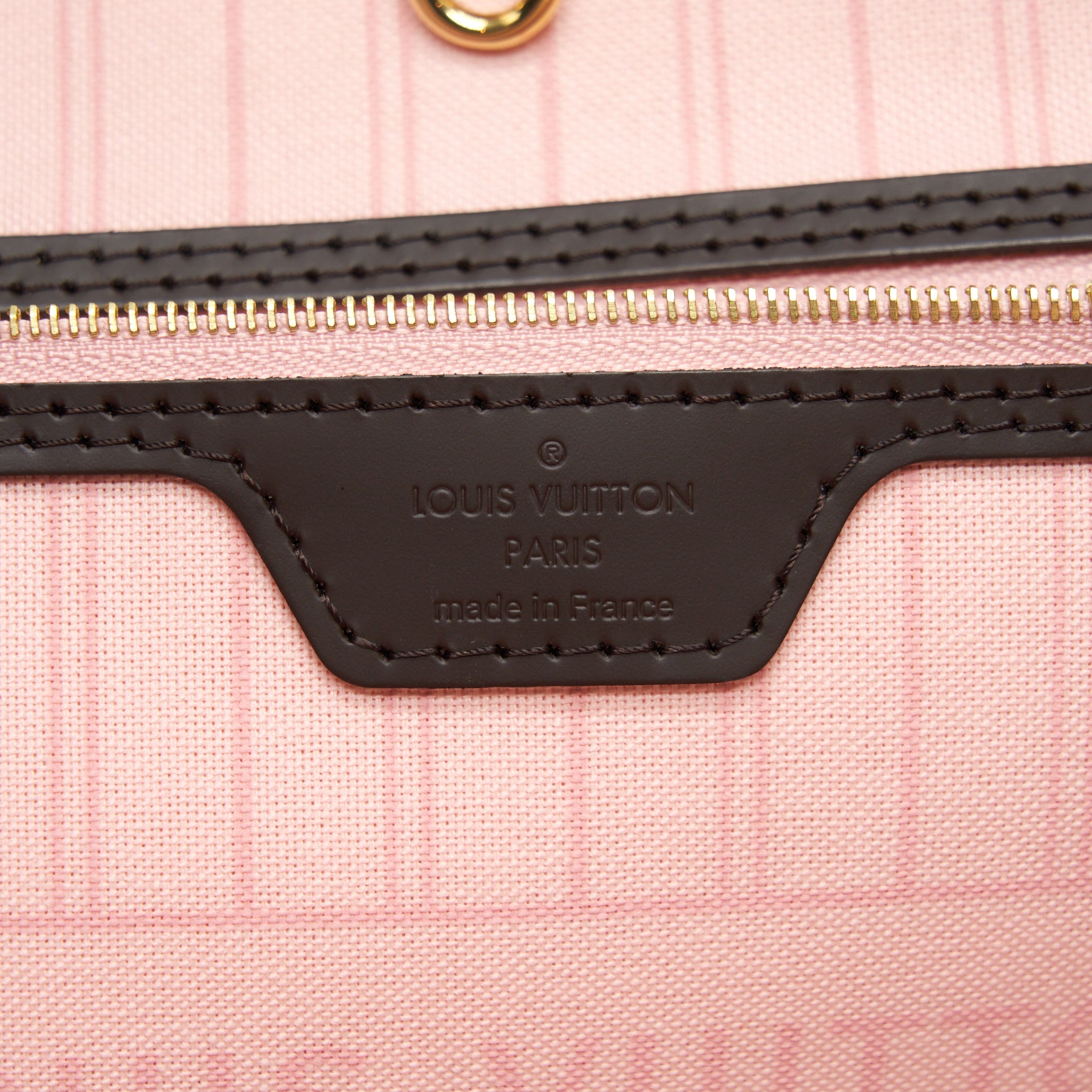 LOUIS VUITTON NEVERFULL MM DAMIER EBENE ROSE BALLERINE GHW