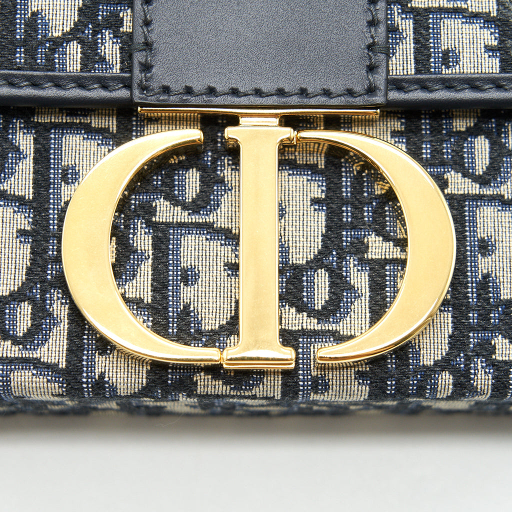 CHRISTIAN DIOR 30 MONTAIGNE BOX BAG OBLIQUE CANVAS BLUE