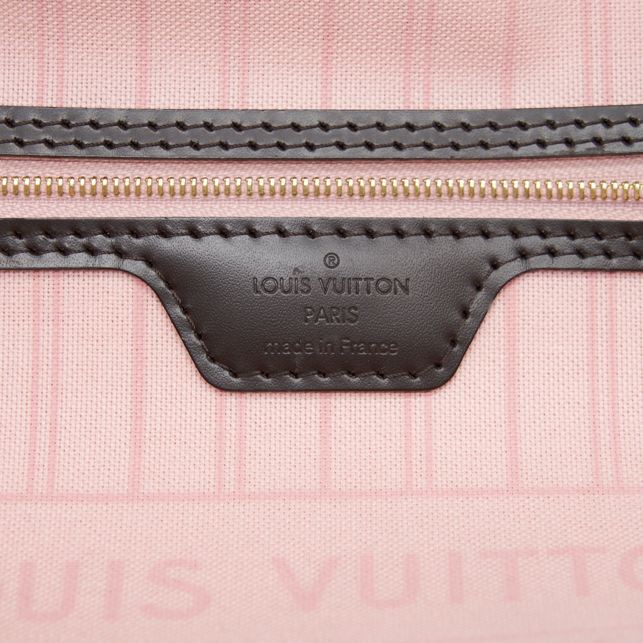 LOUIS VUITTON NEVERFULL MM DAMIER EBENE CANVAS / ROSE BALLERINE