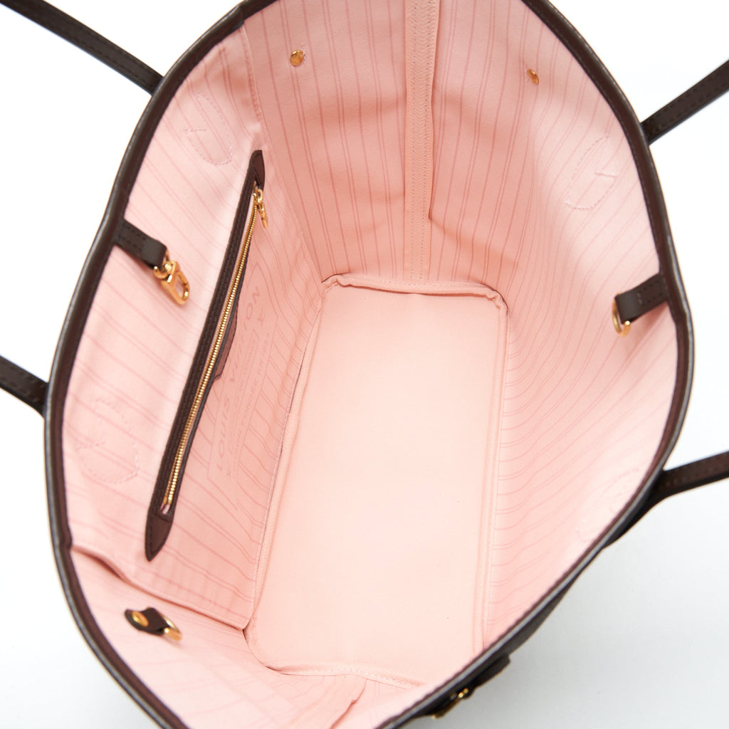 LOUIS VUITTON NEVERFULL MM DAMIER EBENE ROSE BALLERINE GHW