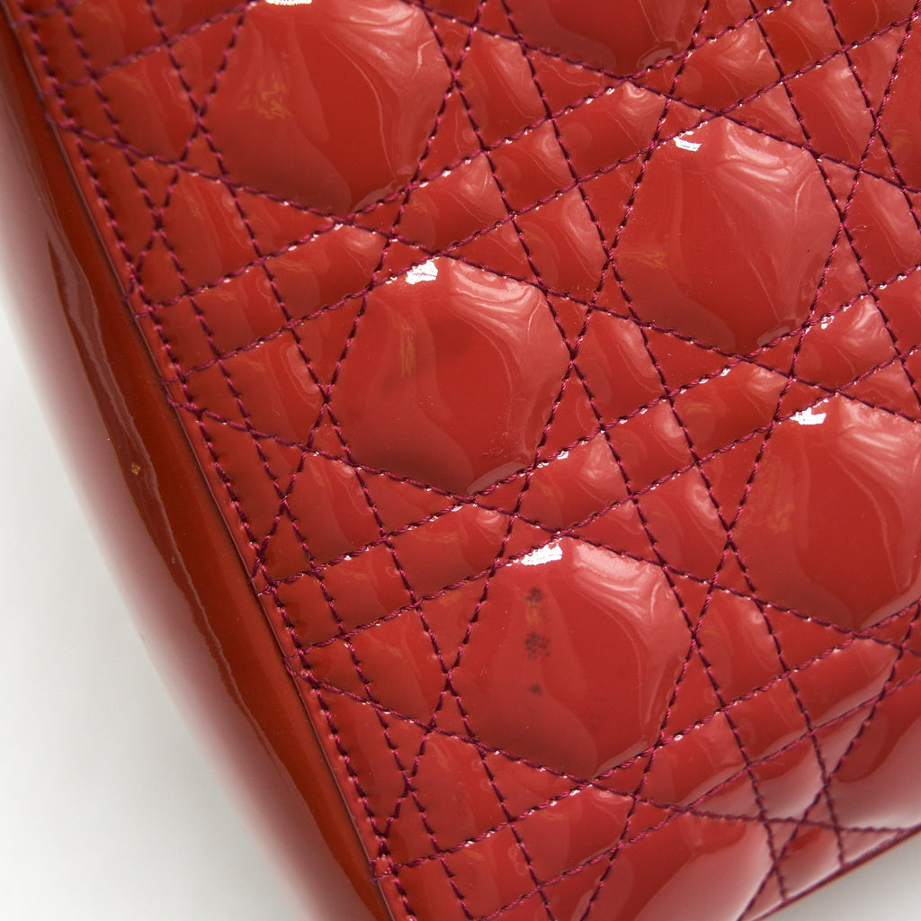 DIOR MEDIUM LADY DIOR PATENT CORAL PINK LGHW