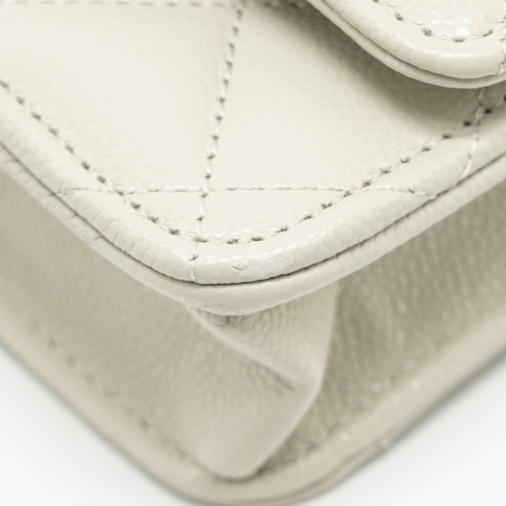 CHANEL CLASSIC WALLET ON CHAIN CAVIAR CREAMY WHITE LGHW(MICROCHIP)