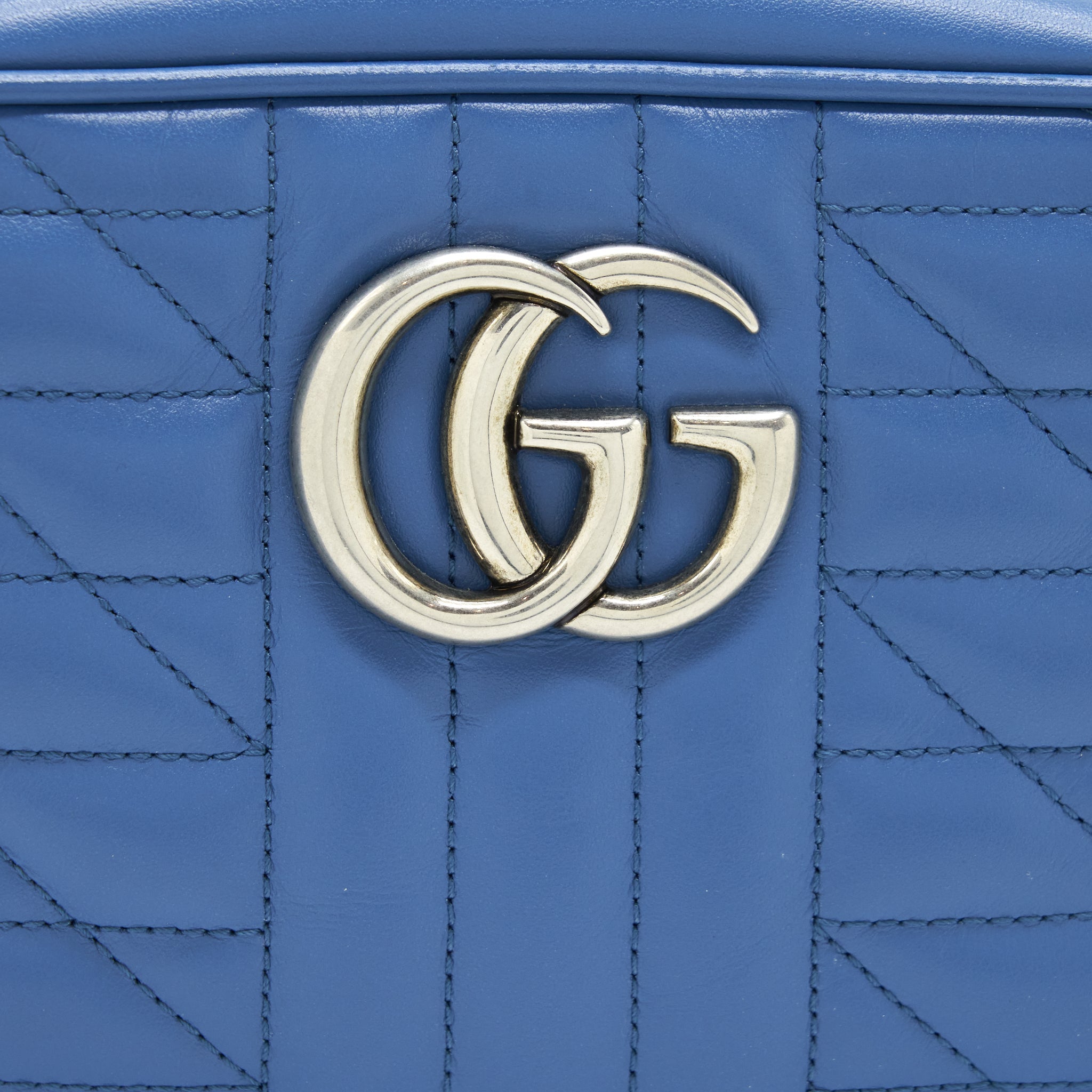 GUCCI GG MARMONT MATELASSE SHOULDER BAG BLUE SHW