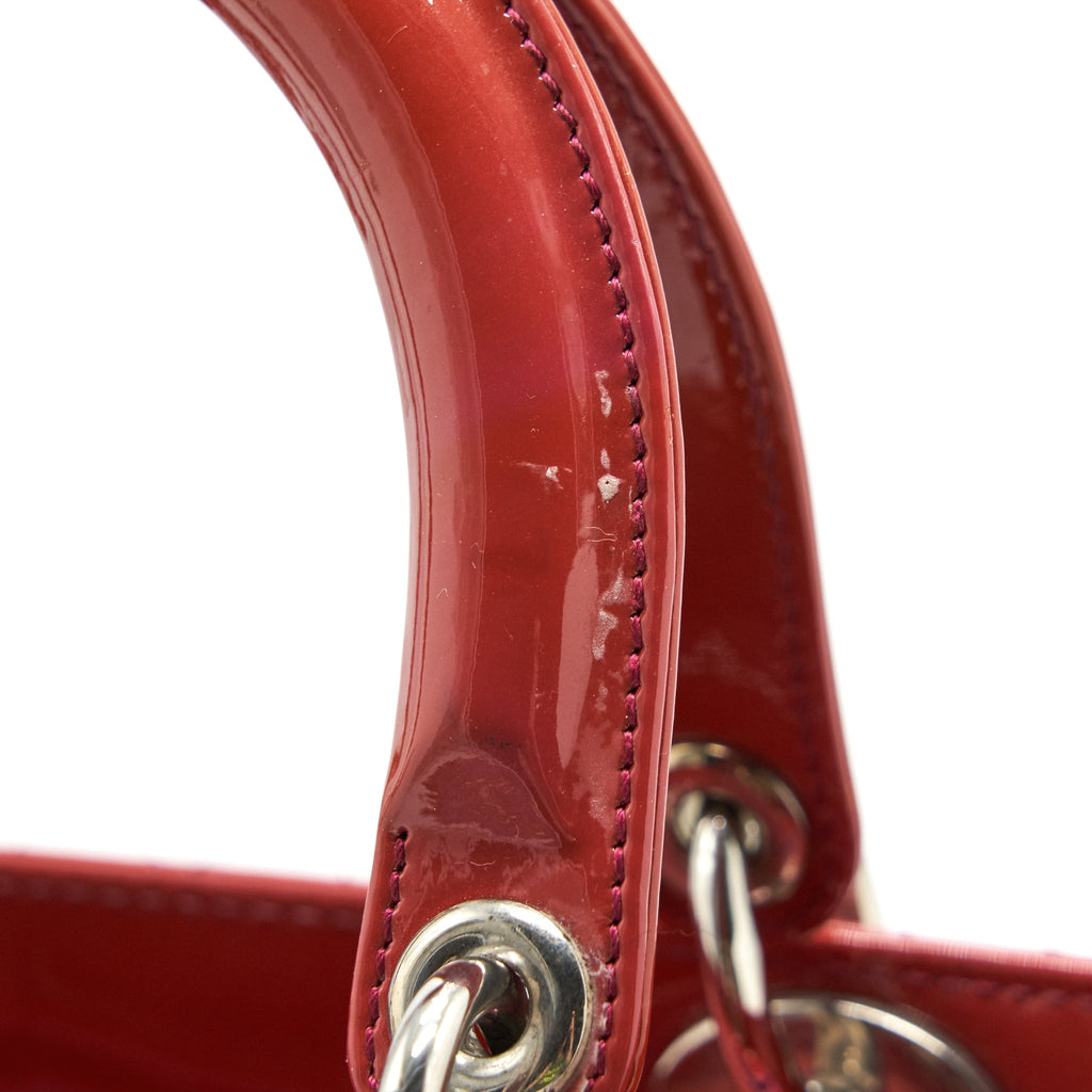 DIOR MEDIUM LADY DIOR PATENT CORAL PINK LGHW