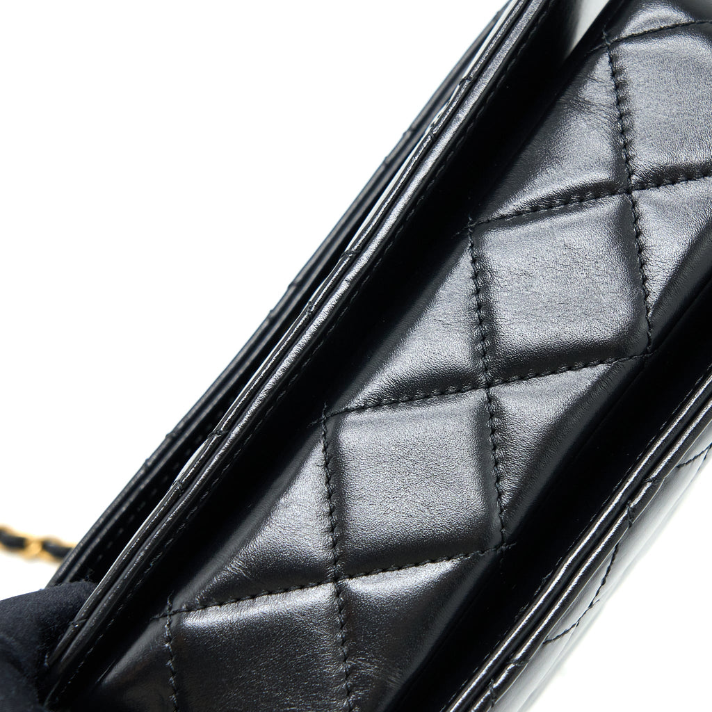 CHANEL 23P FLAP BAG WITH TOP HANDLE SHINY CALFSKIN BLACK GHW (MICROCHIP)