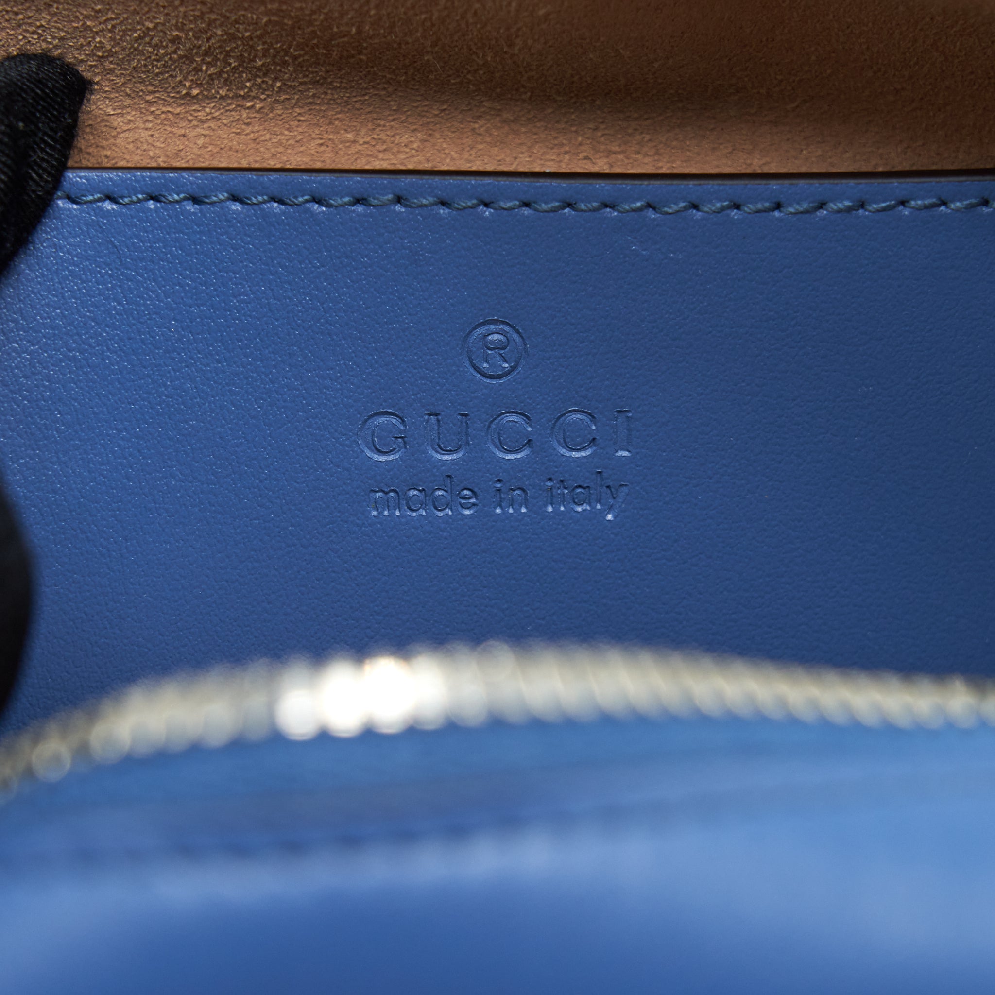 GUCCI GG MARMONT MATELASSE SHOULDER BAG BLUE SHW