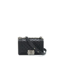 CHANEL SMALL BOY CALFSKIN BLACK RUTHENIUM SLIVER HARDWARE