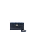 HERMES KELLY TO GO ALLIGATOR MISSISSIPPIENSIS MAT BLUE INDIGO SHW