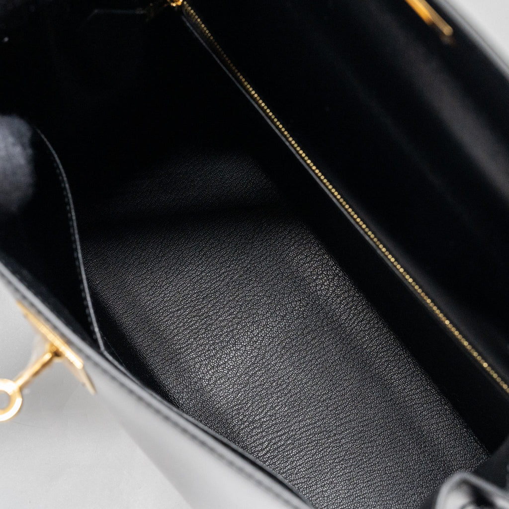 HERMES KELLY 28 BOX LEATHER BLACK GHW