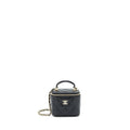 CHANEL 22P TOP HANDLE MINI VANITY WITH CHAIN AND MIRROR LAMBSKIN BLACK LGHW