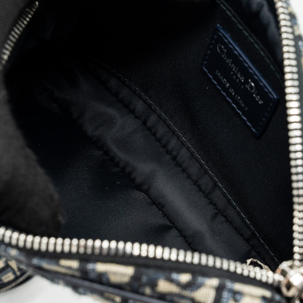 DIOR 3 IN 1 MINI ZIPPER POUCH WITH STRAP BLUE JACQUARD SHW