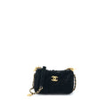 CHANEL MINI BOSTON BAG WITH CHAIN CAMELLIA VELVET BLACK GHW (MICROCHIP)