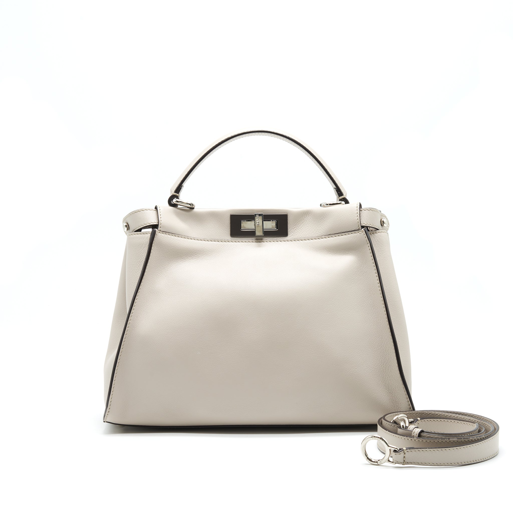 FENDI MEDIUM PEEKABOO BAG LIGHT GREY WITH SHW