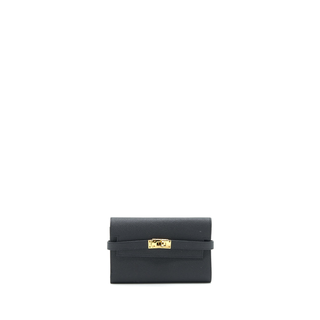 HERMES KELLY WALLET COMPACT WALLET BLACK GHW