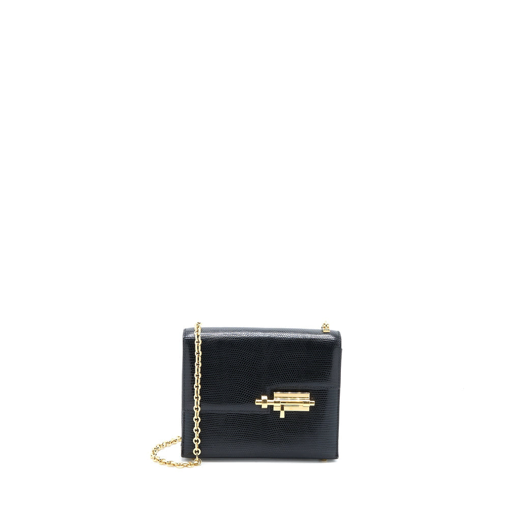 HERMES MINI VERROU LIZARD BLACK GHW