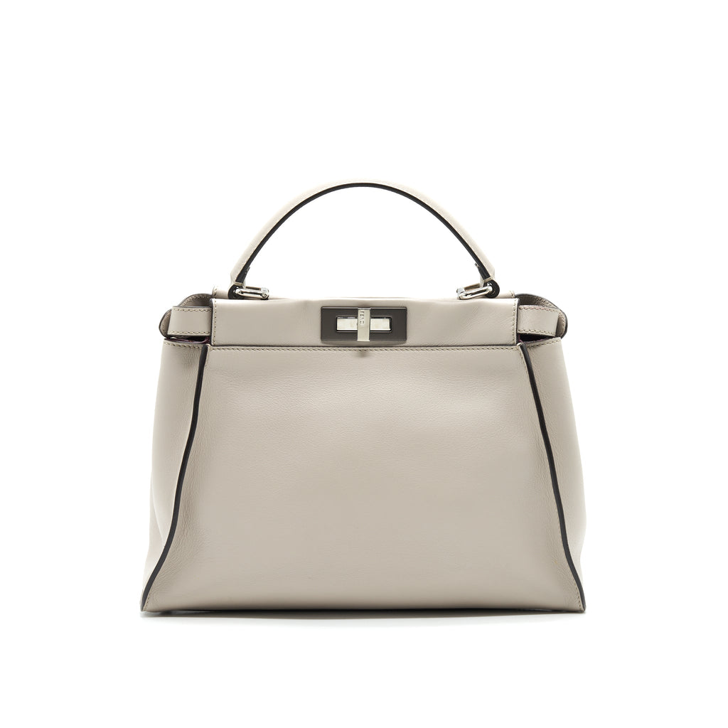 FENDI MEDIUM PEEKABOO BAG LIGHT GREY WITH SHW