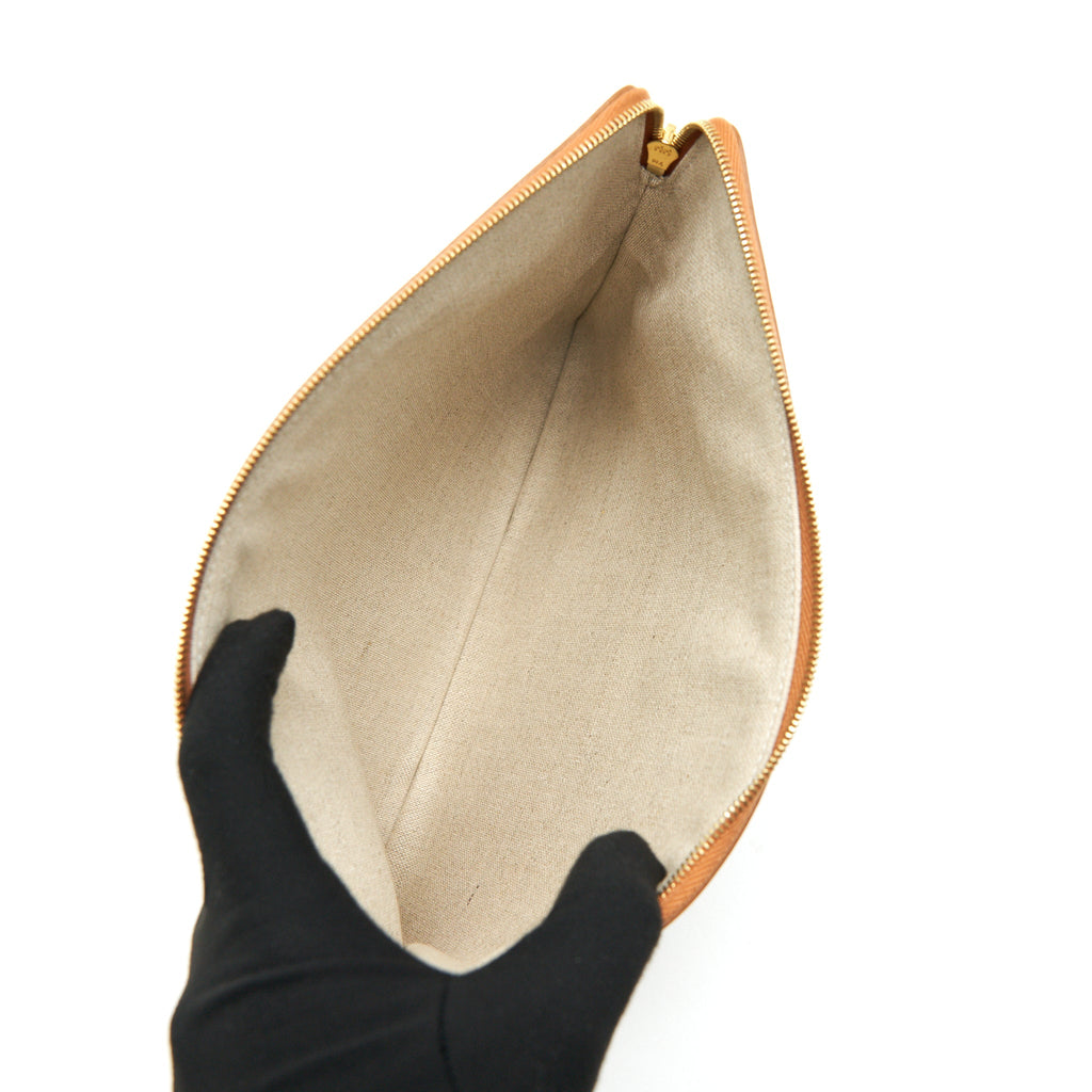 CELINE LOGO ZIP SMALL CANVAS POUCH WITH STRAP