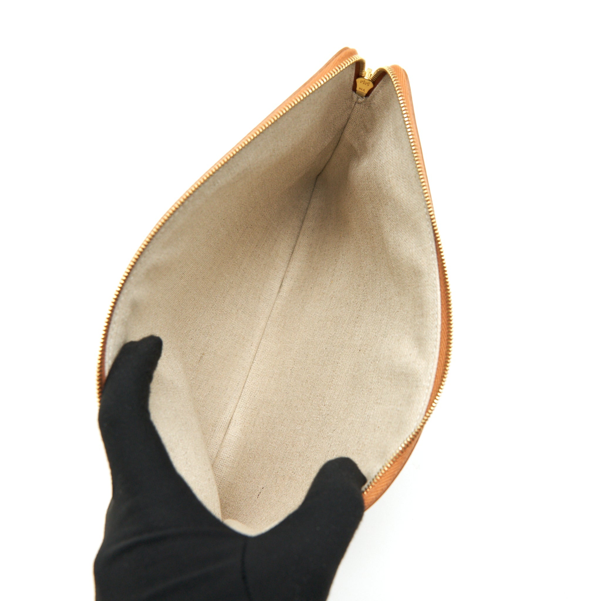 CELINE LOGO ZIP SMALL CANVAS POUCH WITH STRAP