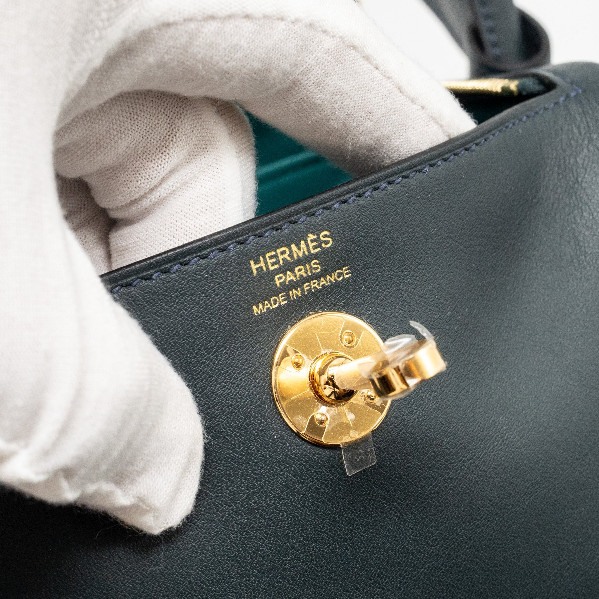 HERMES MINI LINDY VERSO BAG SWIFT VERT ROUSSEAU/MALACHITE GHW
