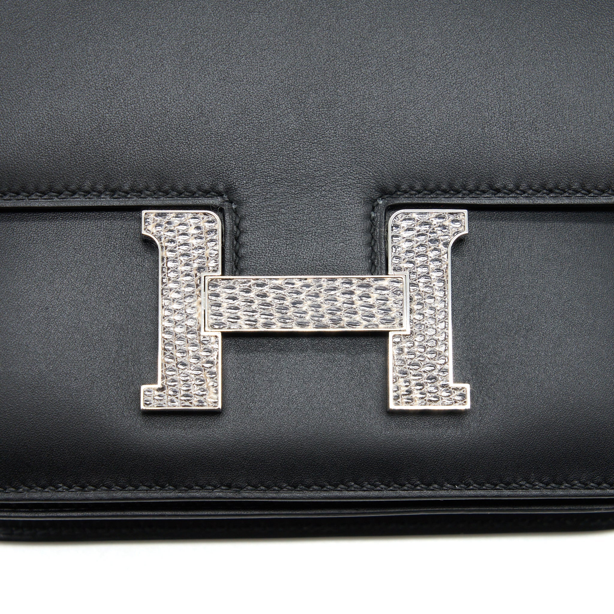 HERMES MINI CONSTANCE MONSIEUR BLACK WITH LIZARD BUCKLE / OMBRÉ