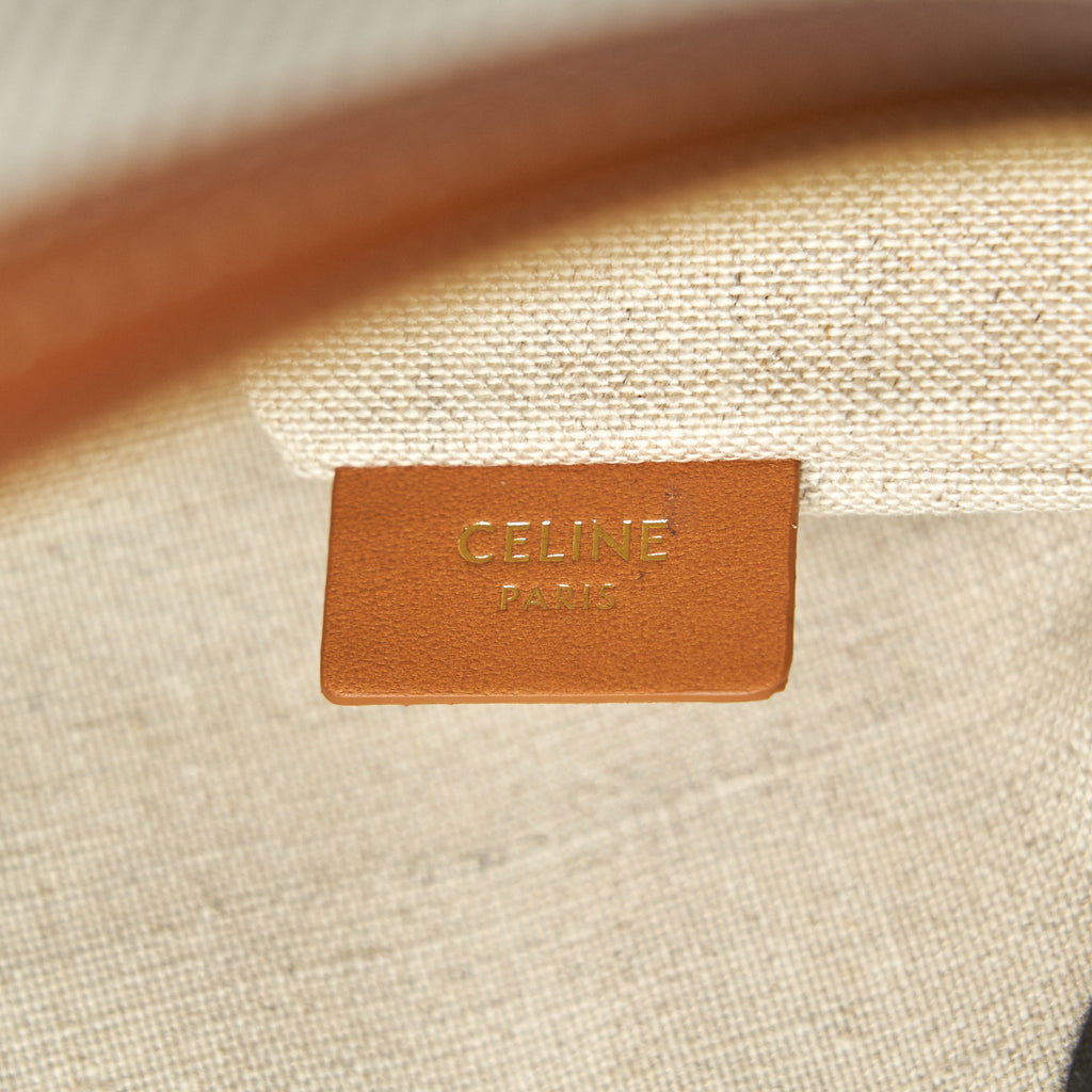 CELINE LOGO ZIP SMALL CANVAS POUCH WITH STRAP