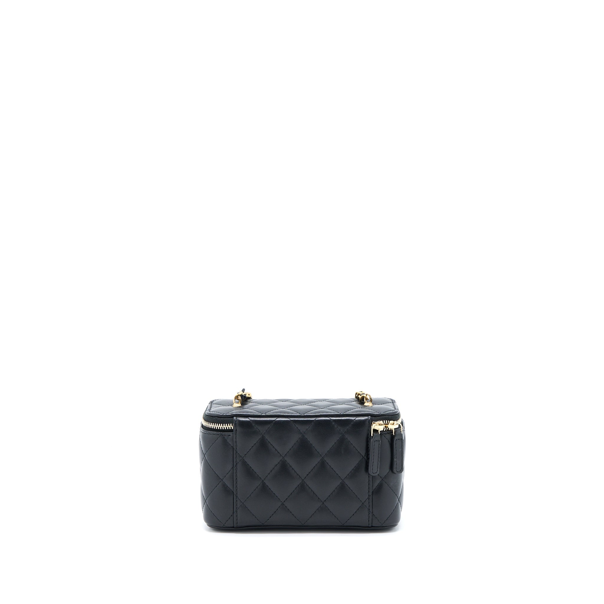 CHANEL PEAR CRUSH LONG VANITY WITH CHAIN LAMBSKIN BLACK GHW