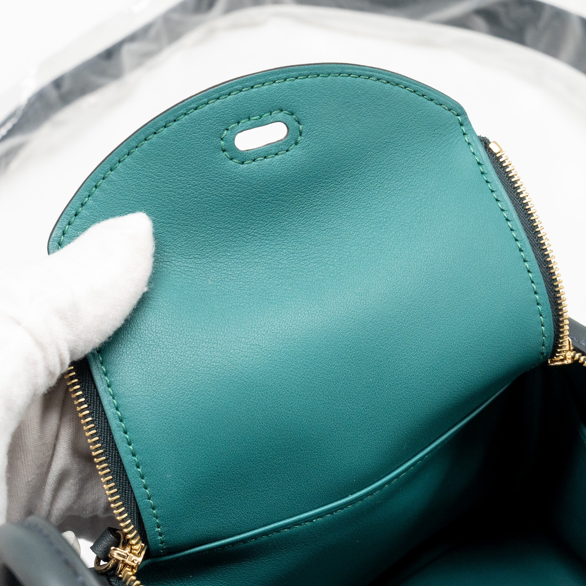HERMES MINI LINDY VERSO BAG SWIFT VERT ROUSSEAU/MALACHITE GHW