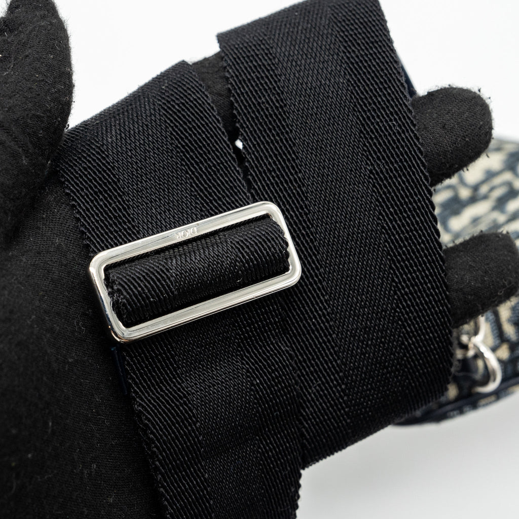 DIOR 3 IN 1 MINI ZIPPER POUCH WITH STRAP BLUE JACQUARD SHW