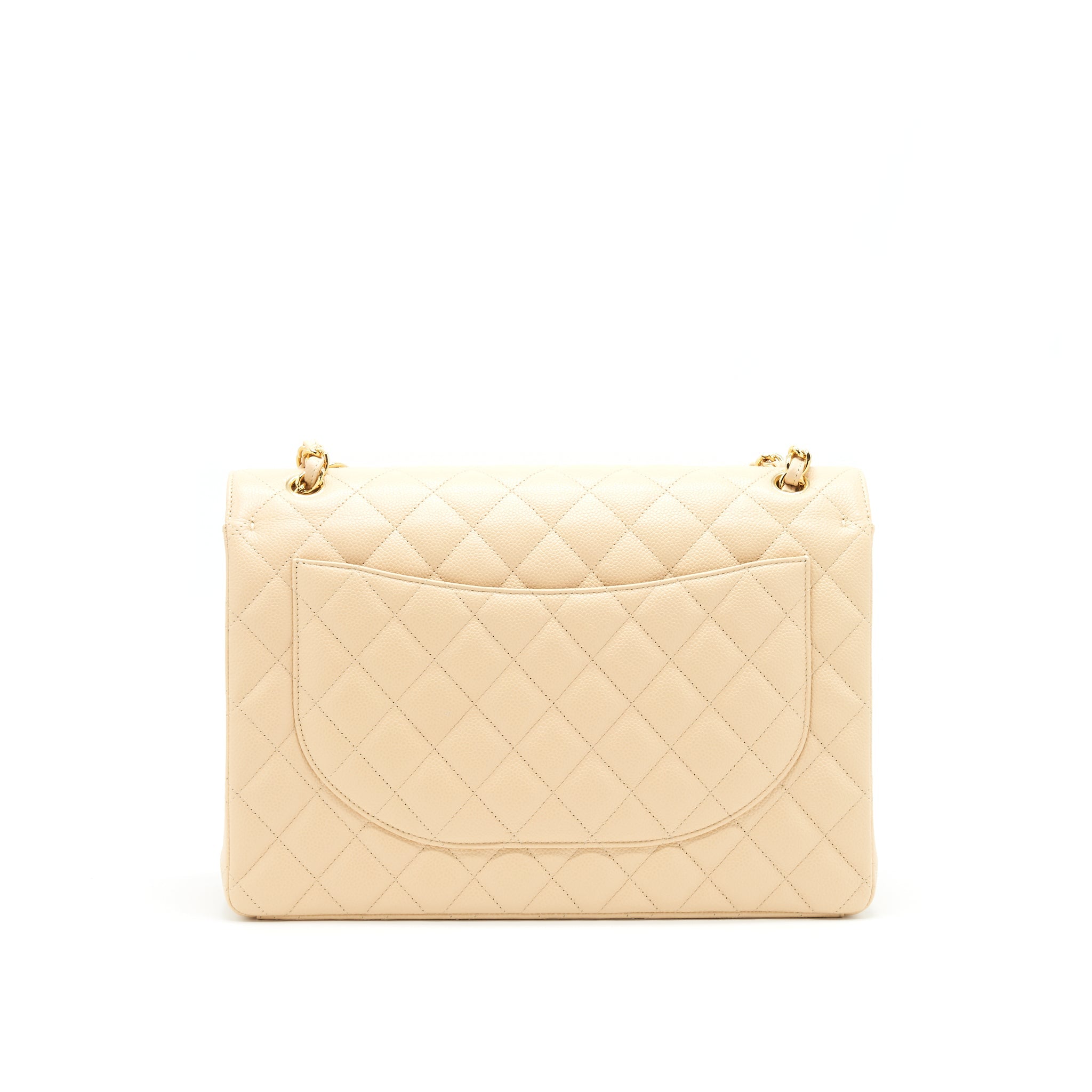 CHANEL MAXI CLASSIC DOUBLE FLAP BAG CAVIAR BEIGE GHW